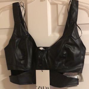 NWT sexy Zara faux leather crop top